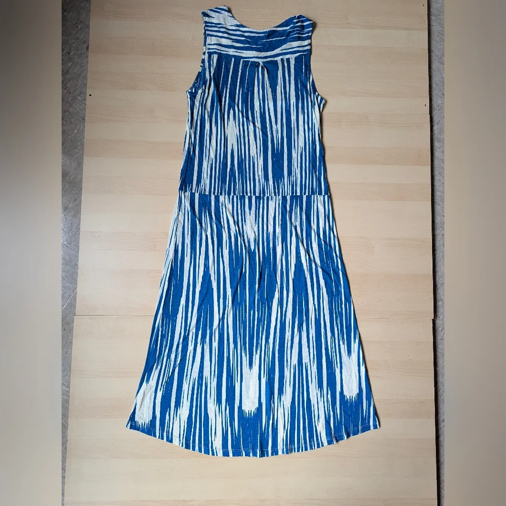 Velvet by Graham & Spencer High Low Sleeveless Blue and White‎ Dress Made In USA - Picture 7 of 12